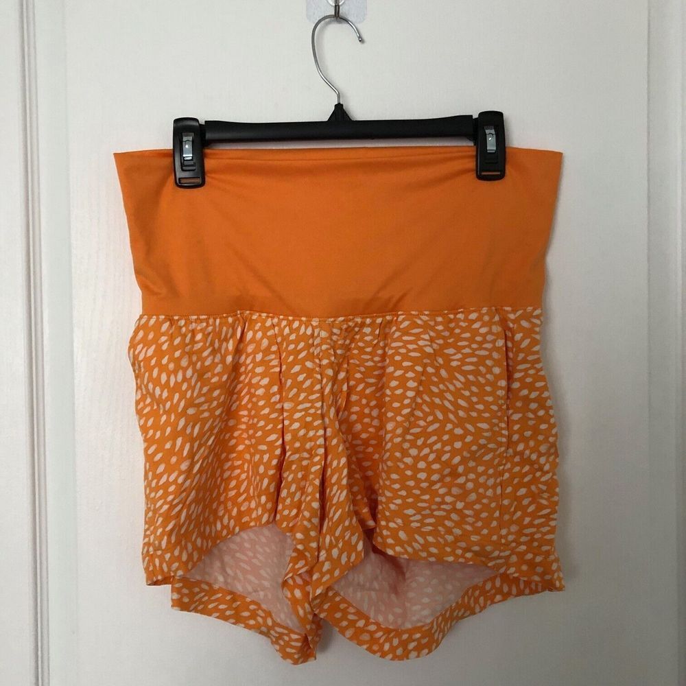 Old Navy Maternity Fold-Over‎ Waist Casual Shorts Pockets Orange Size Small NWOT